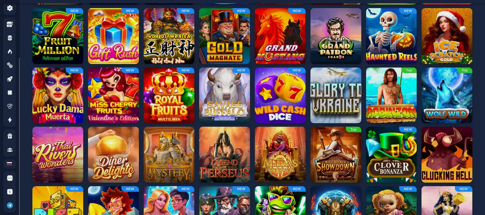 Игровой интерфейс казино Сука с слотами